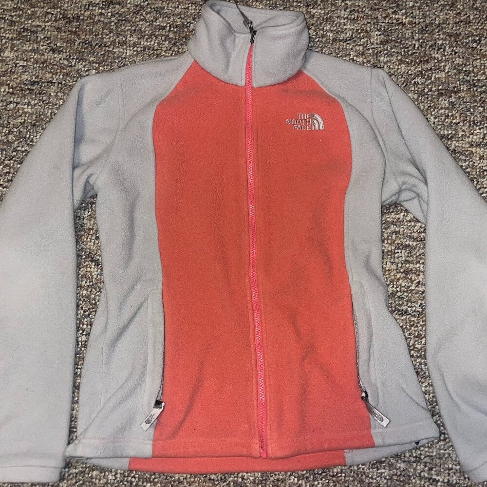 The North Face Pink and Grey Full Zip Jacket Size M